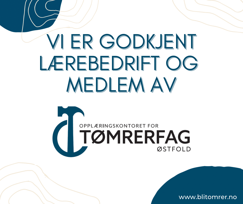 Logo av godkjent lærebedrift og medlem av tømrerfag.
